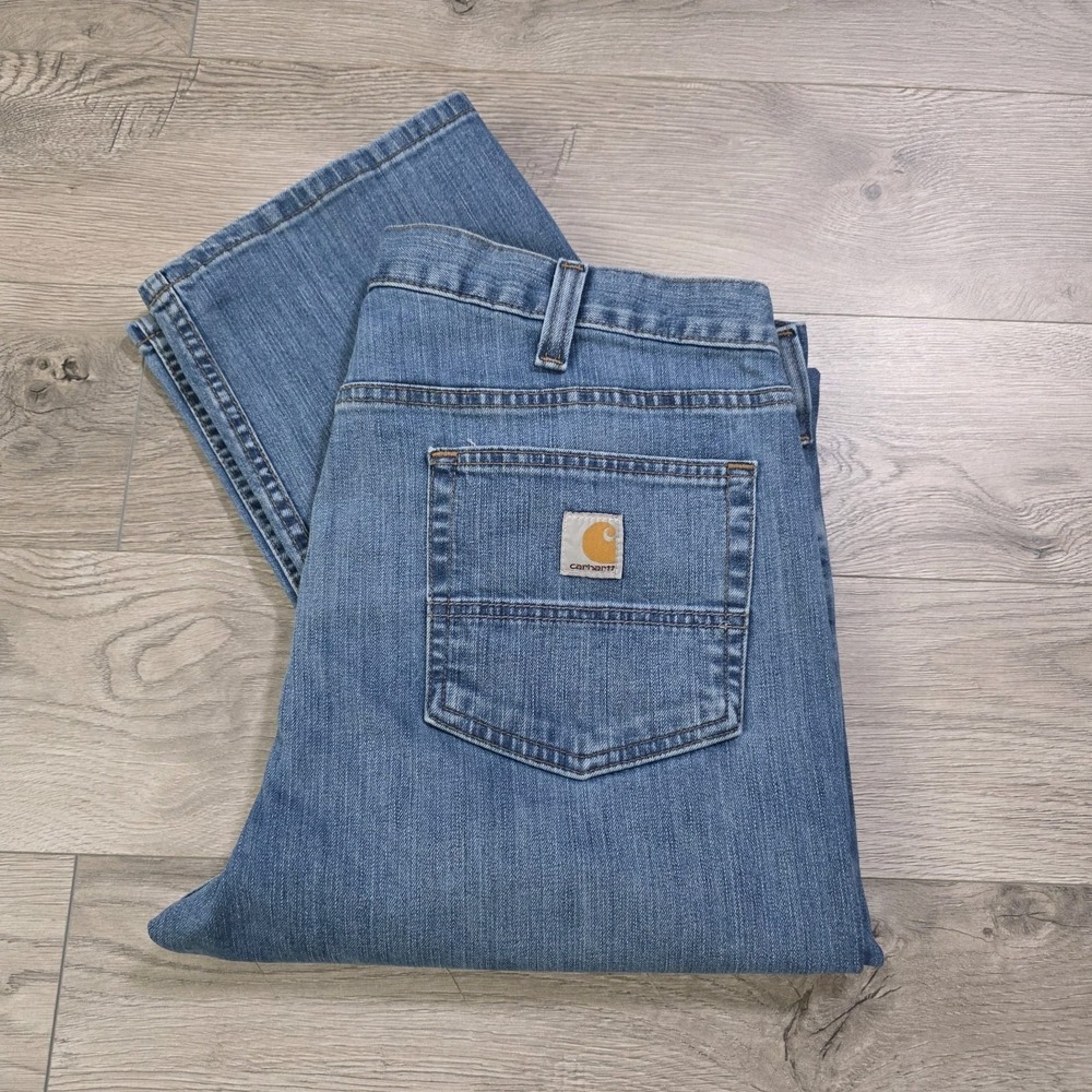 Carhartt Jeans Men's 36x34 Blue Relaxed Fit 5 Pocket Straight SEE PHOTO FLAWS
